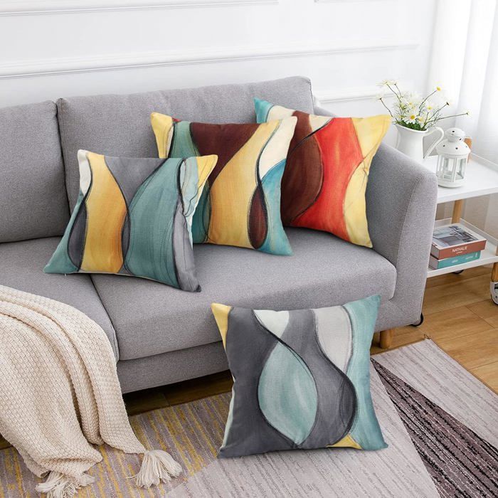 Ystyle Housse Coussin Canape 40x40 En Velours Lot De 2 Décoration Housse De Coussin Taie D'oreiller Doux Pour Chambre Salon Jardin Fauteuil Lit Luxe Moderne Durable, Coussin Beige Blanc