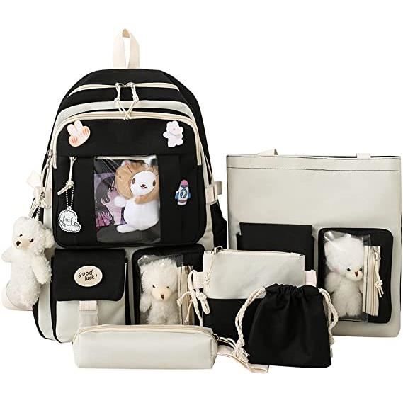 Sac dos 5 pi ces grands cartables en toile Harajuku cartable