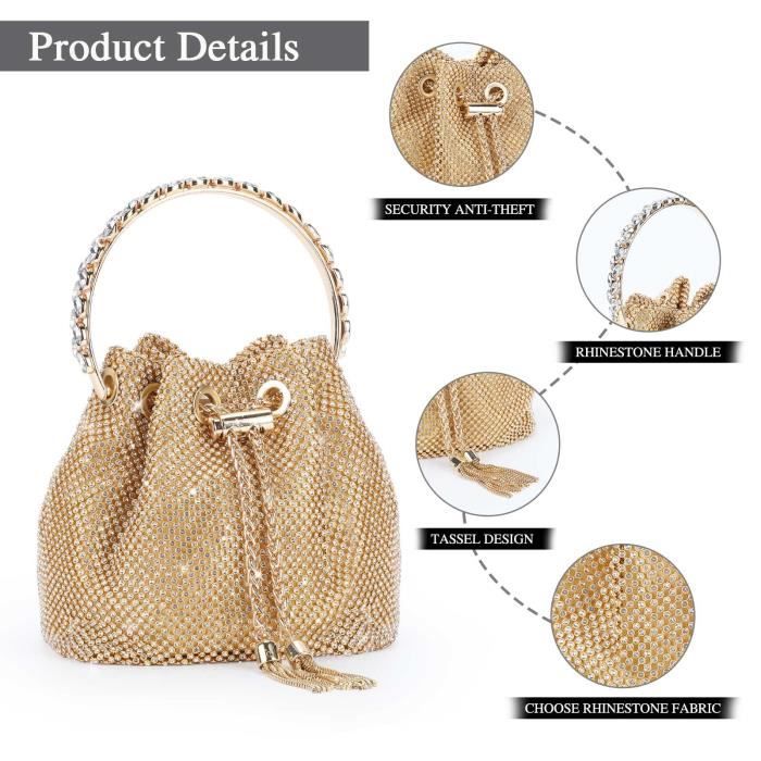 UBORSE Pochette Sac de soiree Women Clutch Bag Evening Bag Petit Sac a Main avec poignee Embrayage Sac Ceremonie Mariage Sacs dore Cdiscount Bagagerie Maroquinerie