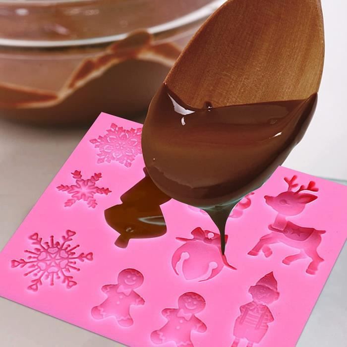 Lot de 2 moules à chocolat de Noël en silicone en forme de sapin de Noël,  Père Noël, moules à gelée, moules à gâteaux, les déc[285] - Cdiscount Maison