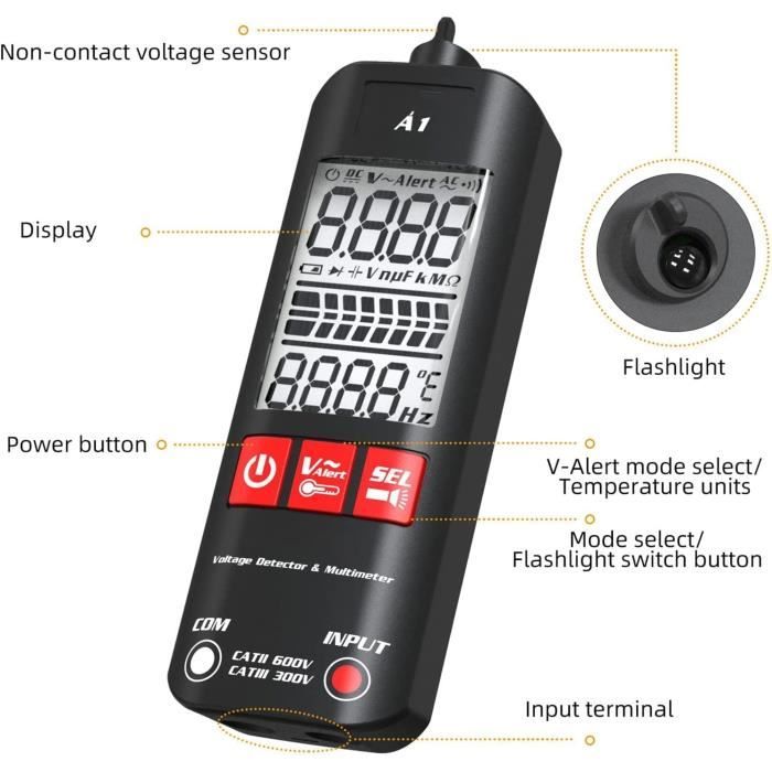 Multimètre Ampèremètre Voltmètre Testeur Electrique digital écran LCD 600v  - Cdiscount Bricolage