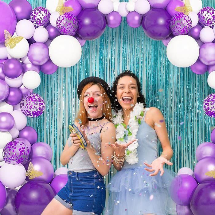 Arche Ballon Anniversaire, Cybbo Guirlande De Ballon Violet Or 125Pcs Arche De Ballon Kit Confettis Latex Ballon Décoration De Fête Pour Mariage Bébé Douche Fille Anniversaire Fiançailles Diplômé