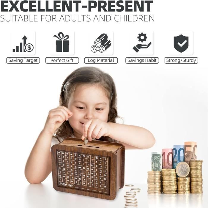 Tirelire Magique Réutilisable Avec Compteur - Objectifs Épargne 500 à 5000€ - Tirelire Enfant Japonaise (Petit-Jaune)