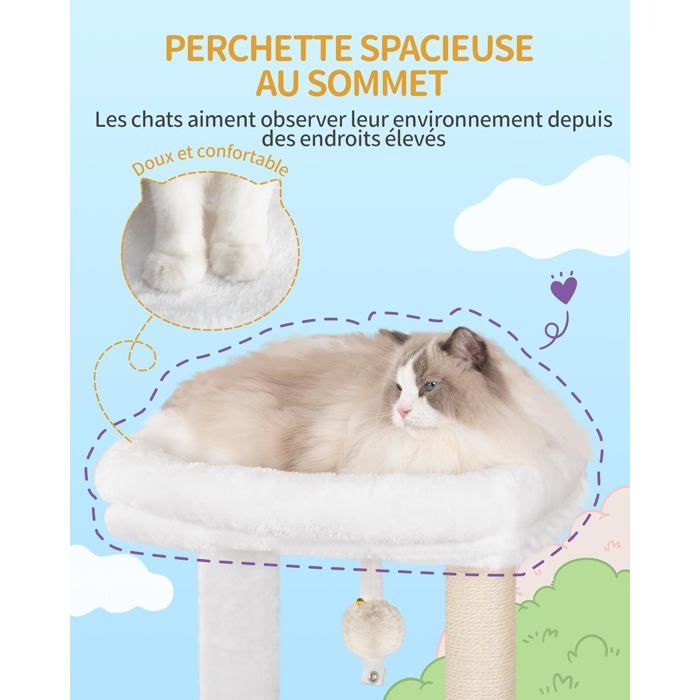 130 cm Arbre a Chat, Arbre a Chat Bois, Grande Plateforme, 2 Niches, 4 — free download