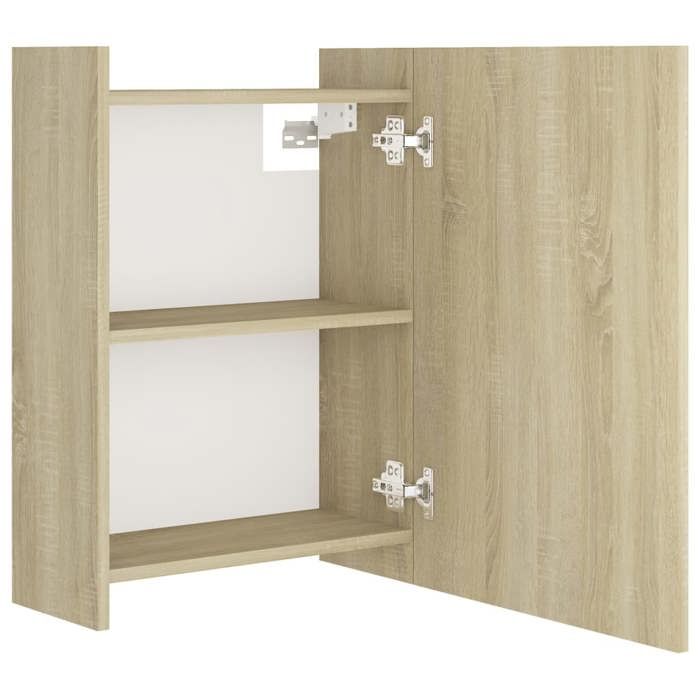 TREISL Armoire Miroir LED Salle De Bain Noir 80x45x12 Cm - Meuble Contemporain Avec Éclairage RGB Multicolore, 2 Étagères Intérieures Et Grand Rangement Pour Bijoux & Accessoires