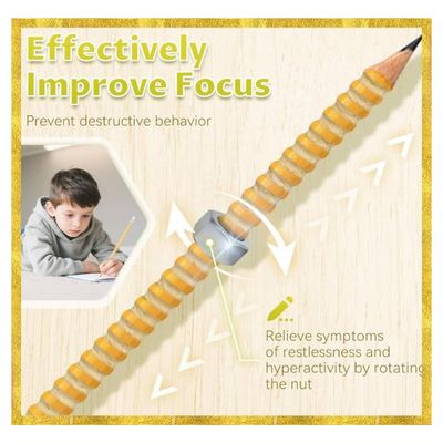 Lot De 2 Crayons Anti-stress TDAH - Manchon Fileté Avec écrous - Stylo Fidget Pour Concentration Et Anxiété - Outil Sensoriel