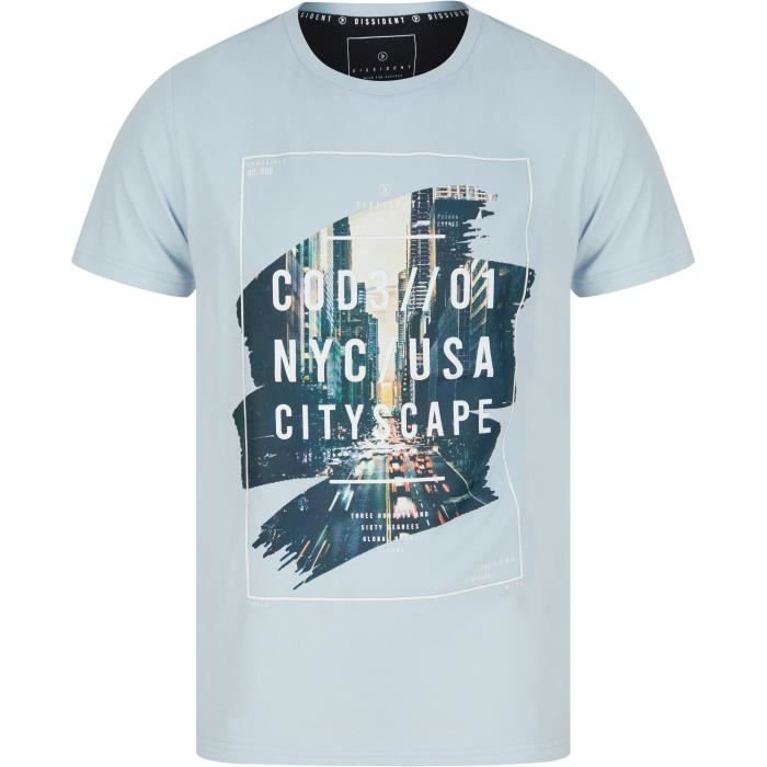 DISSIDENT T-Shirt City NYC USA Bleu Ciel Homme