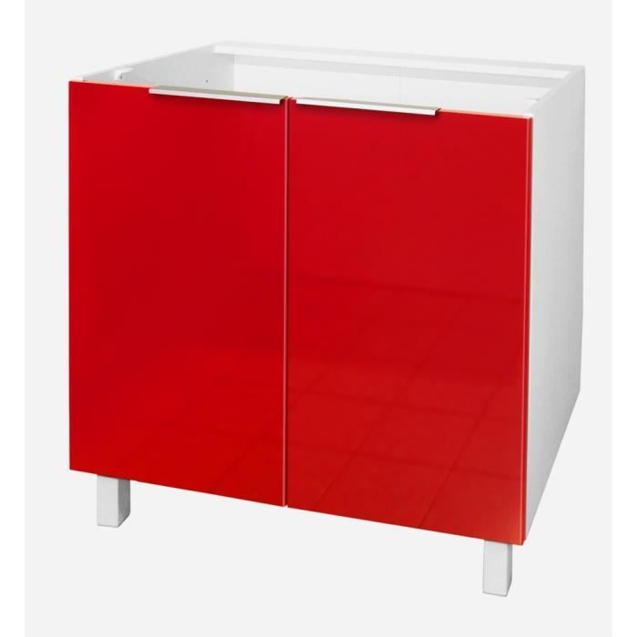 POP Caisson bas de cuisine 80 cm - Rouge Haute Brillance