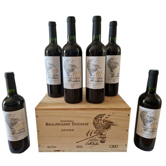 113 mètres d'altitude 2019 Graves - Vin rouge de Bordeaux + Caisse Bois