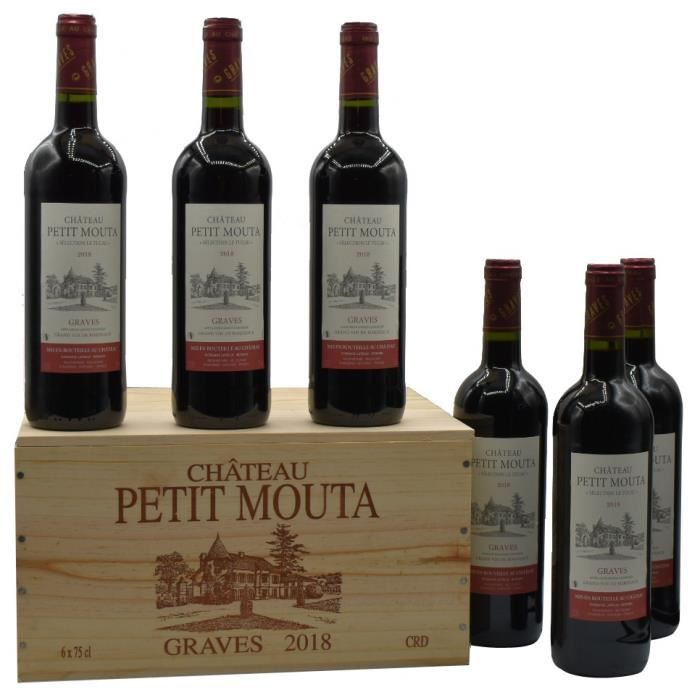 Château Petit Mouta 2018 Graves - Vin rouge de Bordeaux en Caisse bois