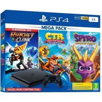 Sony PlayStation 4 Slim 1 To + Manette + CTR + Spyro Reignited Trilogy + Ratchet & Clank - Noir - Reconditionné - Excellent état