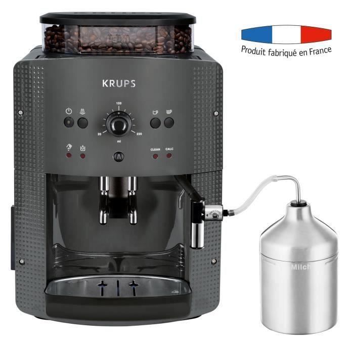 KRUPS YY4451FD Machine à café automatique avec broyeur à grains Essential avec mousseur à lait - Pression 15 bars - Grise