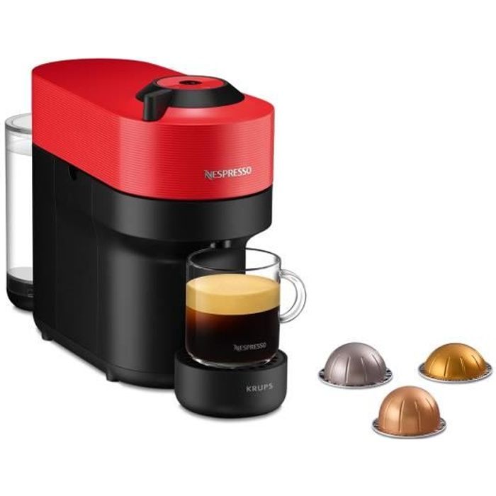 KRUPS NESPRESSO YY4888FD Vertuo Pop Rouge Machine à café capsules, Cafetière compacte, 4 tailles de tasses, Expresso, Bluetooth