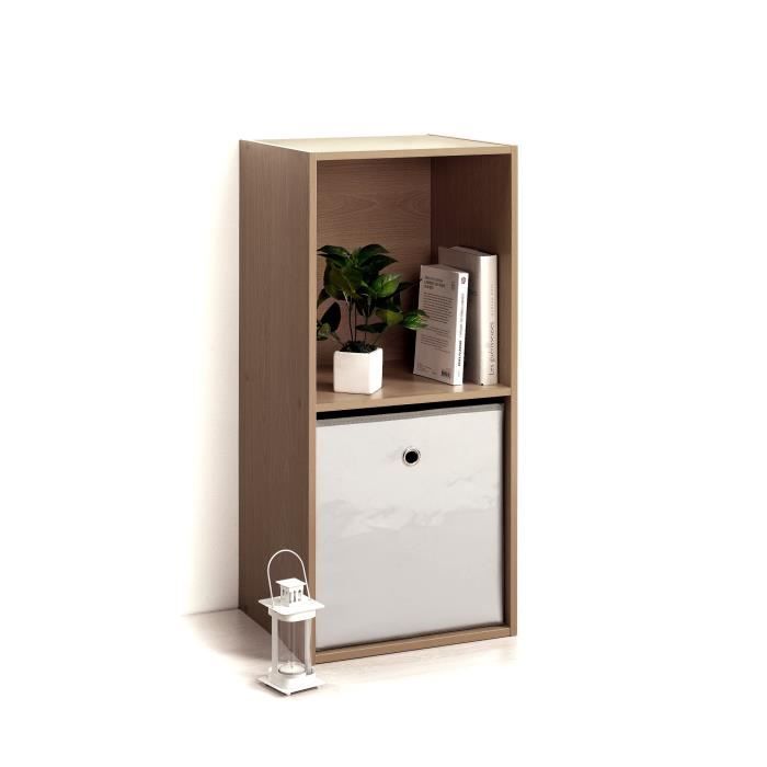 HOMEA Cube de rangement avec 2 niches 67,6x34,4x29,5 cm gris cérusé