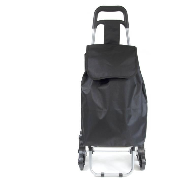 Chariot de course 40 L noir KINSTON - En métal et polyester - 2 roulettes