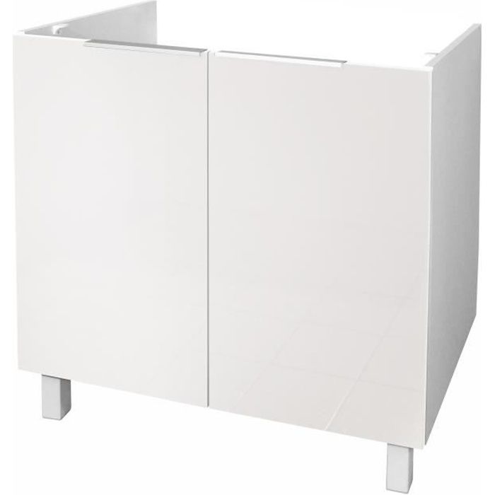 Pop Meuble Sous Evier L 80 Cm Blanc Brillant Achat Vente