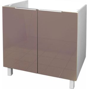 ELEMENTS BAS POP Meuble sous évier 80 cm - Taupe haute brillance