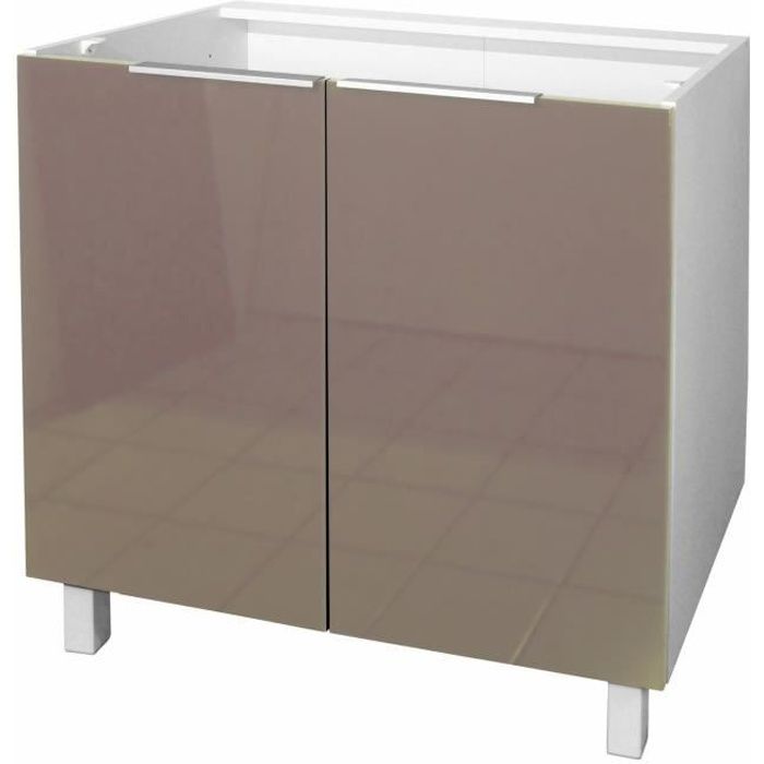 pop caisson bas de cuisine 80 cm - taupe haute brillance