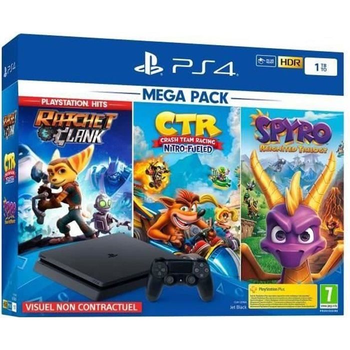 Sony PlayStation 4 Slim 1 To + Manette + CTR + Spyro Reignited Trilogy + Ratchet & Clank - Noir - Reconditionné - Excellent état Reconditionné - Sony reconditionné disponible sur Cdiscount Seconde Vie