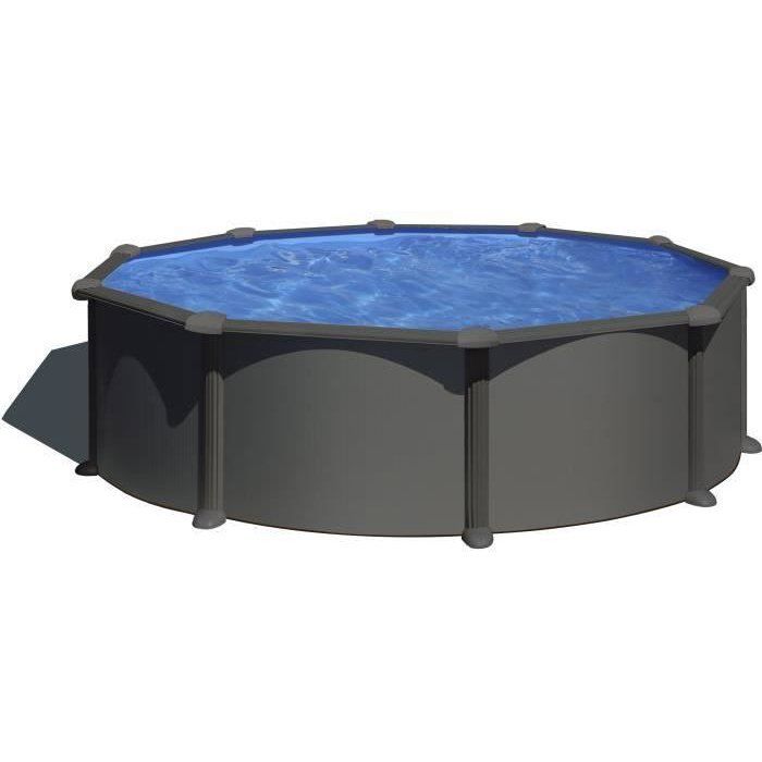 GRE Kit Piscine hors sol acier ronde Ø370 x H132 Livrée avec filtre à sable + échelle - vue 2