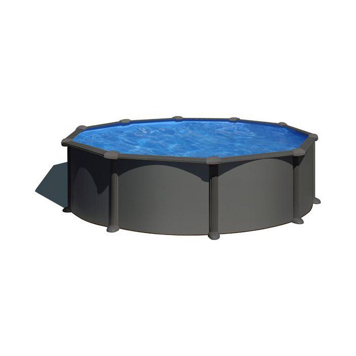 GRE Kit Piscine hors sol acier ronde Ø480 x H132 Livrée avec filtre à sable + échelle