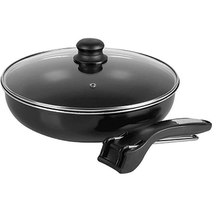 SITRAM Sauteuse 28cm tous feux dont induction noir + pince