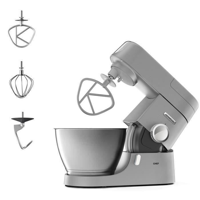Robot pâtissier Chef - KENWOOD - KVC3100S - Bol Inox 46 L - Pétrin fouet et batteur inclus - 1000 W - Argent