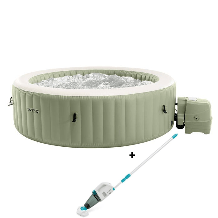 Spa gonflable INTEX - Olive - 216 x 216 x 71 cm - 6 places - Rond - 28428NP + Nettoyeur piscine/spa INTEX ZR100 - Autonomie 50 mn