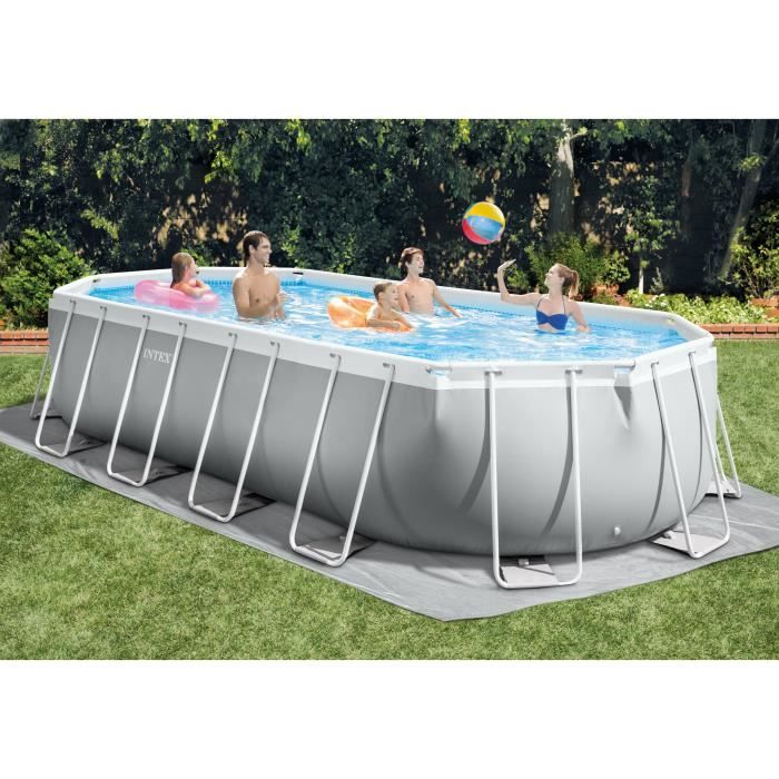 Kit piscine tubulaire EASY LUXE rectangulaire 5,70 x 3m filtration à sable
