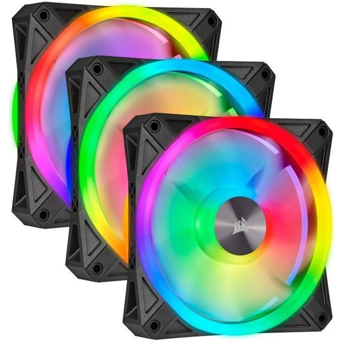 CORSAIR Ventilateur iCUE QL120 RGB – Diamètre 120mm – Fan Kit RGB + Lighting Node CORE (CO-9050098-WW)