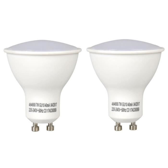 EXPERTLINE Lot de 2 Ampoules LED GU10 7 W équivalent à 42 W blanc chaud compatible variateur