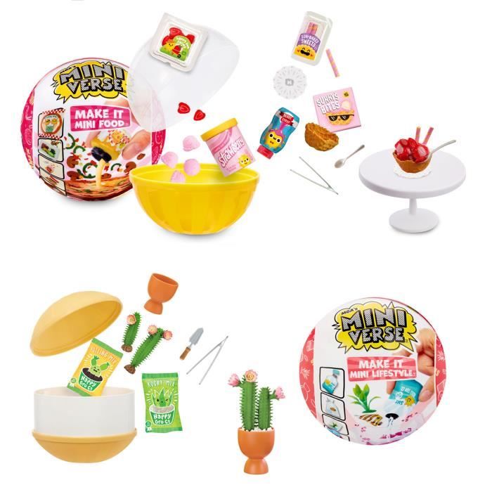 Miniverse - Lot 2 boules (Diner + Lifestyle) - Kit de cuisine créative en résine avec Lumière UV - N