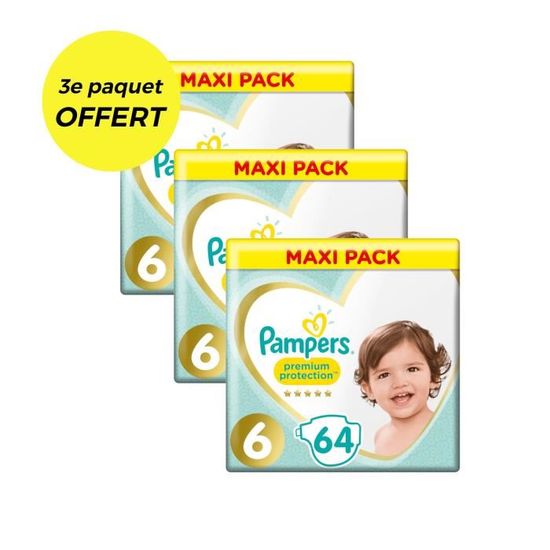 PAMPERS Premium Protection Taille 6 - 192 couches - Lot de 3 Mega Pack