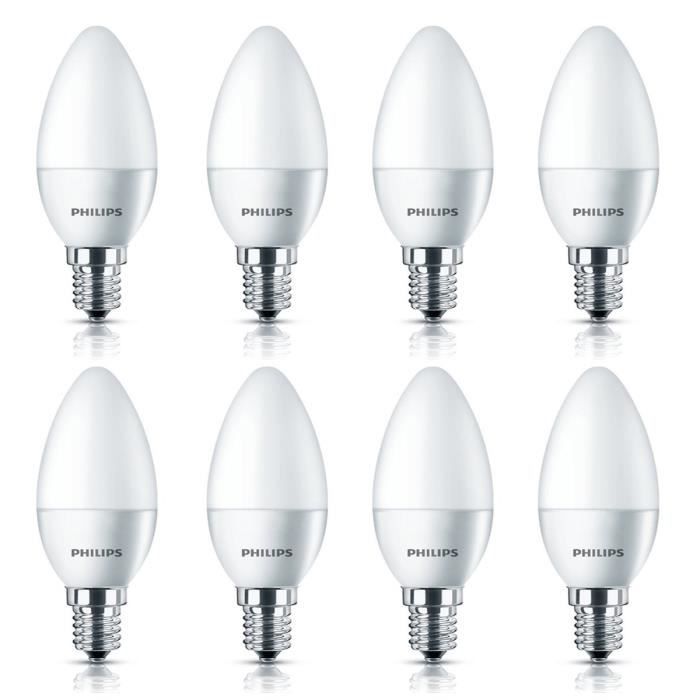 PHILIPS EDF Lot de 8 ampoules Led E14 5,5W équivalent à 40W flamme
