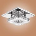 12W Plafonnier Lampe Cristal Lampe de Plafond Acier Inoxydable LED Miroir Lustre moderne pour salon-Blanc-0
