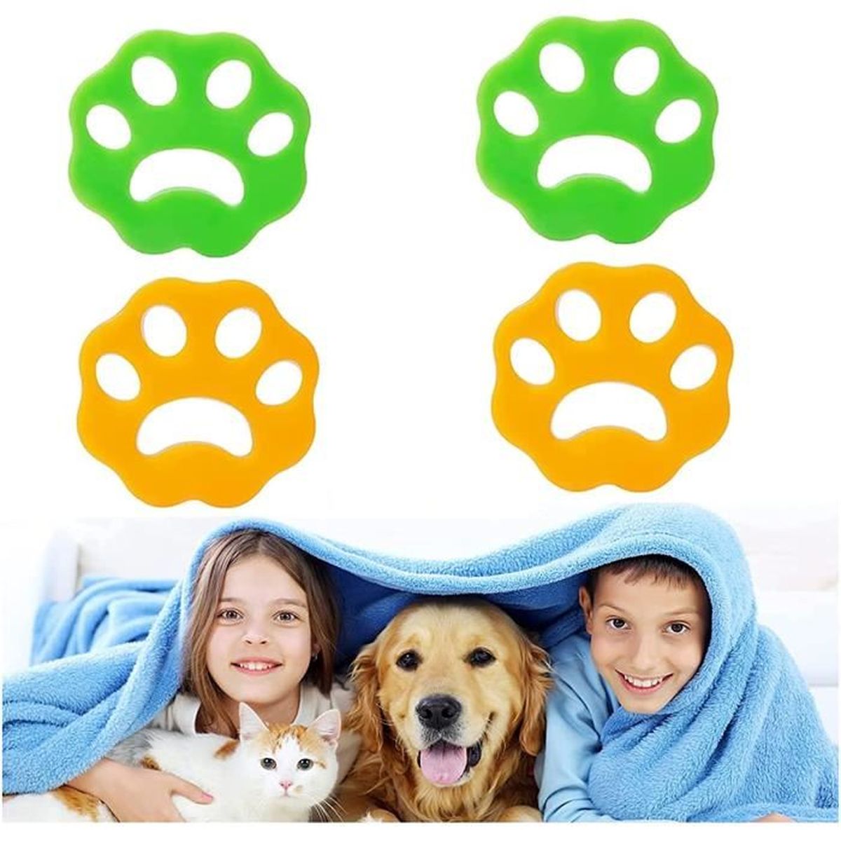 Anti Poil Machine à Laver,4 Pièces Cheveux Animaux Nettoyage Outil ...