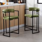 WAHSON OFFICE CHAIRS Wahson Tabourets de Bar Lot de 2 Tabouret Bar en Velours avec Accoudoirs Chaise de Bar Coussin épais, Vert