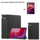 ZTAOOPOU Tablette Housse Pour Lenovo Tab K11, M11 2024 Noir Housse PU Cuir Avec Film de protection d'écran Film trempé 2 Pack