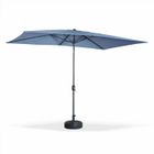SWEEEK Parasol droit rectangulaire 2x3m - Touquet bleu grisé - mât central en aluminium orientable et manivelle d'ouverture