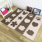 KNEIPP 24 Dalles Mousse Doux Tapis pour Enfants Bébé Puzzle Tapis en Mousse EVA Activité Tapis de Jeu Carreaux Beige and Marron