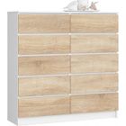 HUCOCO CUPID - Commode style moderne chambre à coucher - 120x121x40 - 10 tiroirs - Sonoma 121x120x40