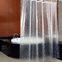 Rideau de douche transparent 180x200 cm antibactérien imperméable lavable avec 12 boucles d'accroche de bain.-MCJ