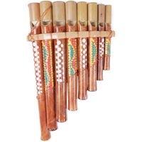 Flûte de Pan en bambou peinte à la main - Instrument de musique Marron / Chocolat