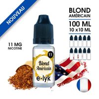 E-liquide saveur Blond Américain 100 ml en 11 mg de nicotine - 10 x 10 ml - marque E-lyk