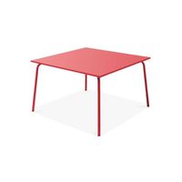 Table de jardin - Palavas - 120 x 120 x 72 cm - Acier - Rouge