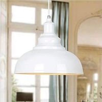 Luminaire Suspension Industrielle Vintage E27 Métal Lustre Abat-jour Ø29cm Blanc Eclairage pour Chambre Salon Cuisine