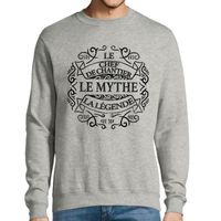 Chef de Chantier Le Mythe La Légende | Sweat Homme Métier Humour Fun et Drôle - Pull Sweater Idé s