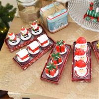 TD® 3 bougies de Noël avec le Père Noël-bonhomme de neige maison-décor de maison pour fête Noel-bougie en paraffine