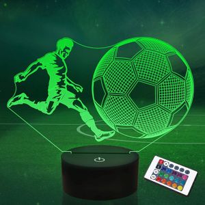 LAMPADAIRE LAMPADAIRE-Cadeau de football pour enfants - Lampe illusion 3D - Lampe de nuit avec télécommande + tactile 16 couleurs clignotantes