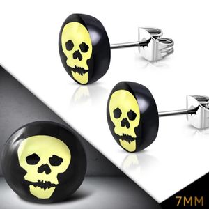 Boucles D'oreilles Puces (clous) Tête De Mort - Argentées Ou Dorées, Neuves Sans Emballage
